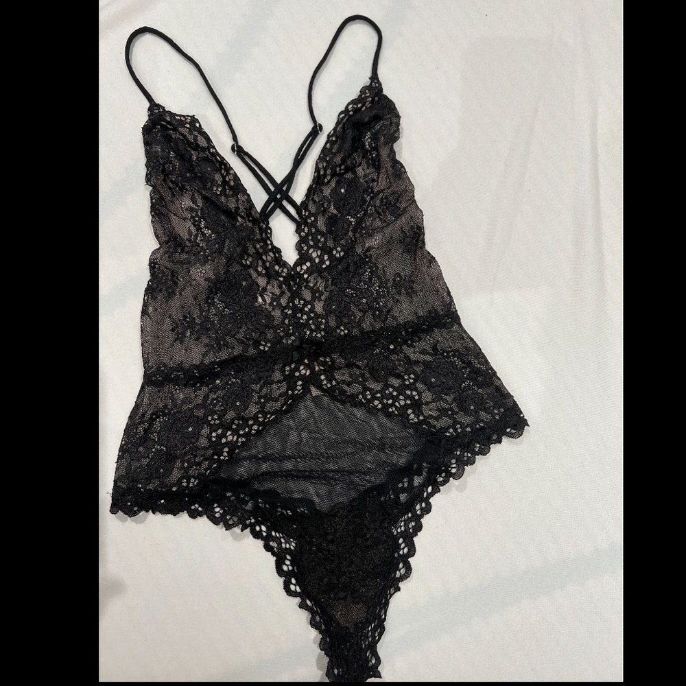 Black lace/mesh teddy